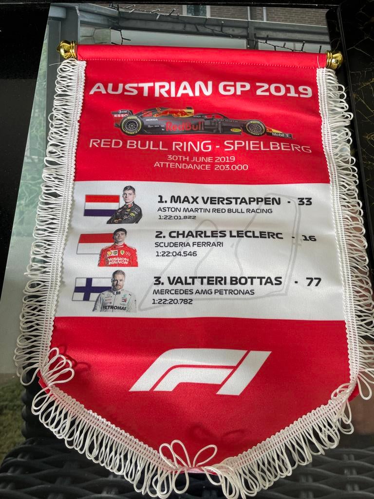 Max Verstappen F1 vaantje Oostenrijkse GP 2019, Ophalen of Verzenden, Zo goed als nieuw, Formule 1