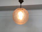 Vintage amberkleurige glazen hanglamp, Ophalen, Glas, Vintage, Minder dan 50 cm