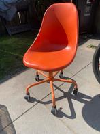 Oranje retro look bureaustoel met wielen, Huis en Inrichting, Ophalen, Kunststof, Gebruikt, Overige kleuren