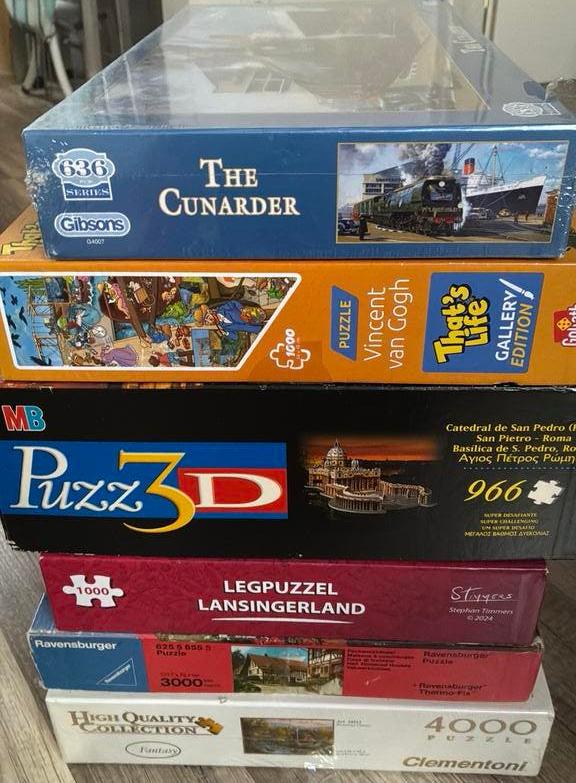 6 puzzels teab, Ophalen, 500 t/m 1500 stukjes, Zo goed als nieuw