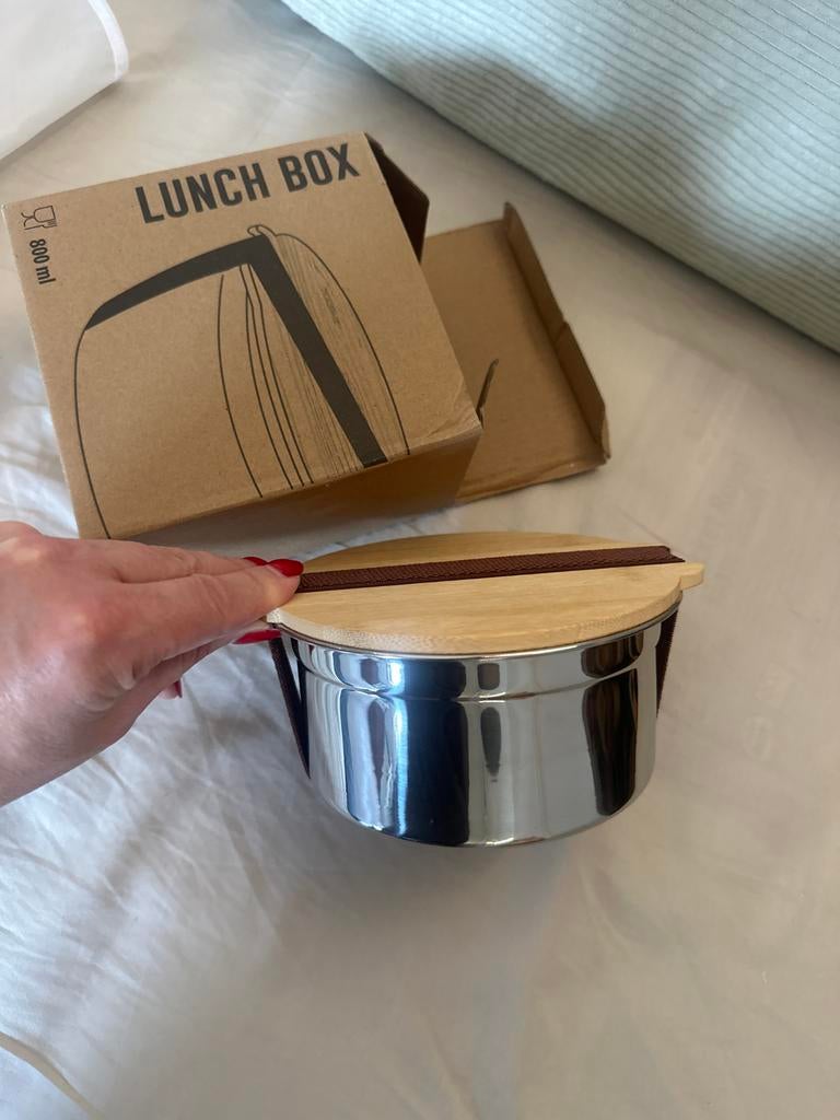 Stijlvolle RVS Lunchbox met Bamboe Deksel - 800 ml, Ophalen of Verzenden, Nieuw