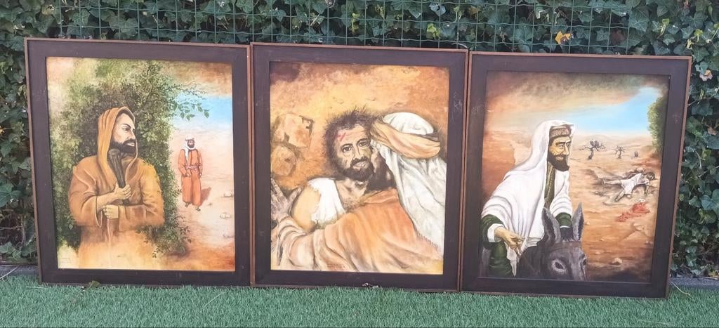 Olieverfschilderijen: De Barmhartige Samaritaan (3 stuks), Ophalen