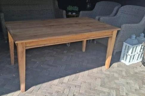 Landelijke massief teak houten eettafel, Ophalen