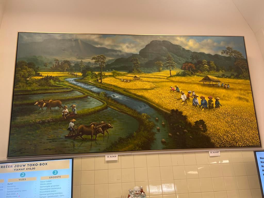 Groot schilderij met Aziatisch landschap, Ophalen