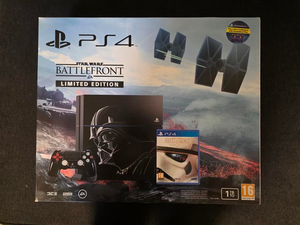 PS4 1TB Star Wars Battlefront Darth Vader Limited Edition, Ophalen of Verzenden, Zo goed als nieuw, Met 1 controller, Original