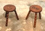 Set van 2 Charles Dudouyt eikenhout kruk, Huis en Inrichting, Ophalen of Verzenden, Gebruikt, Hout