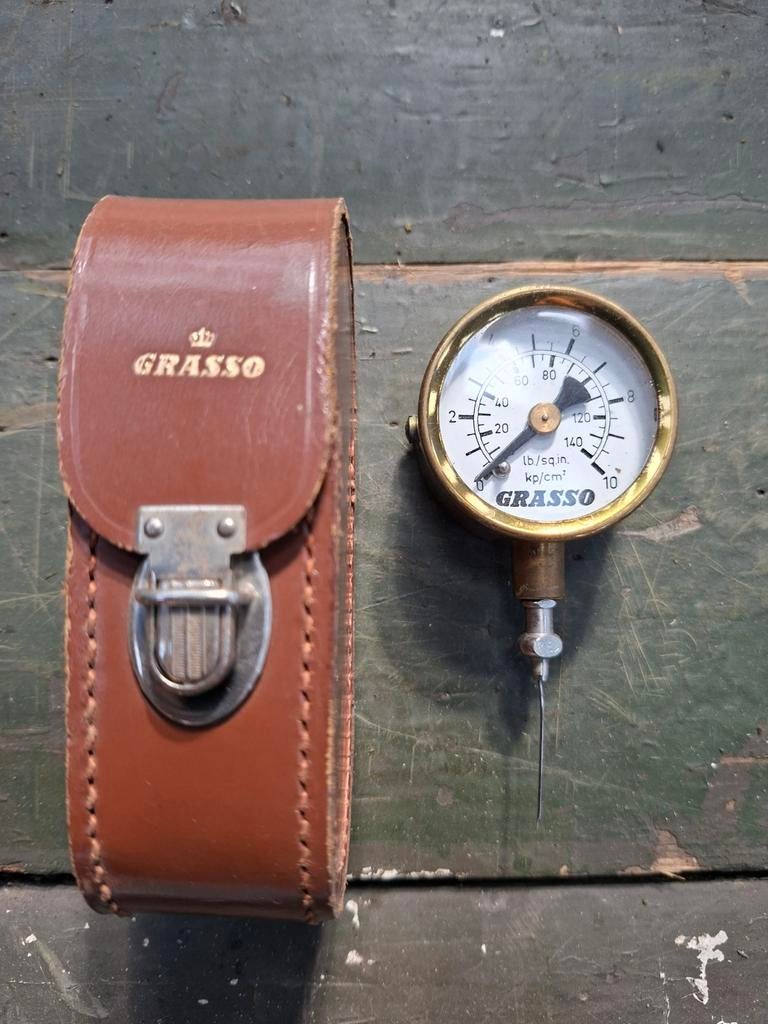 Vintage Grasso Manometer met Leren Etui, Ophalen of Verzenden