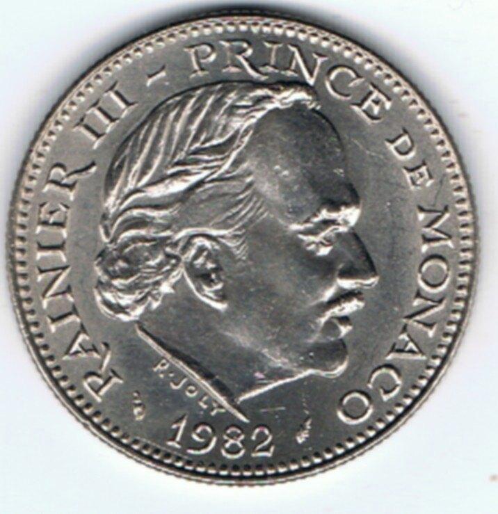23-783 Monaco 5 franc 1982, Postzegels en Munten, Munten | Europa | Niet-Euromunten, Losse munt, Overige landen, Ophalen of Verzenden