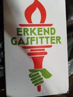 Oud reclamebord "Erkend Gasfitter" Langcat Bussum, Antiek en Kunst, Antiek | Emaille, Ophalen of Verzenden