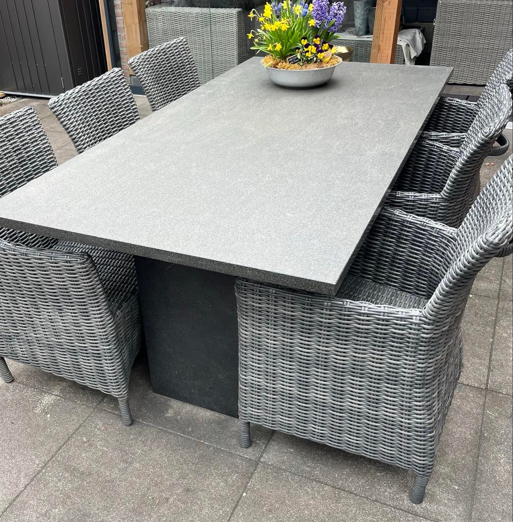 Granieten tuintafel antraciet/zwart, Tuin en Terras, Tuintafels, Ophalen, Gebruikt, Rechthoekig, Overige materialen