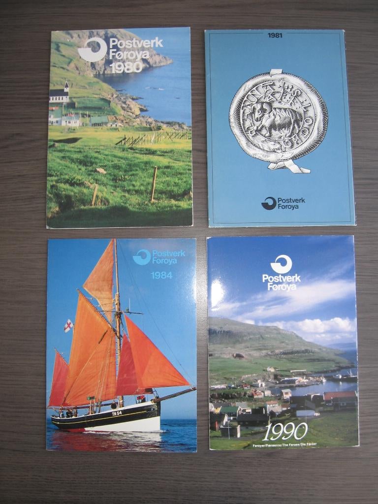 Faroer. 4 verschillende Jaarcollecties, Postfris., Postzegels en Munten, Verzenden, Buitenland