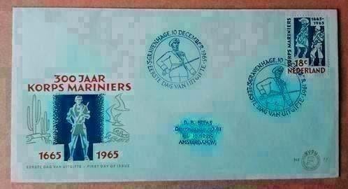 FDC E77 Korps Mariniers 1965 NL beschreven, Postzegels en Munten, Ophalen of Verzenden, Nederland