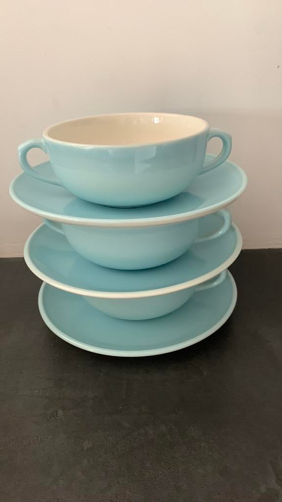 Drie vintage soepkommen Boch zgan, Ophalen, Keramiek, Zo goed als nieuw, Kom(men)