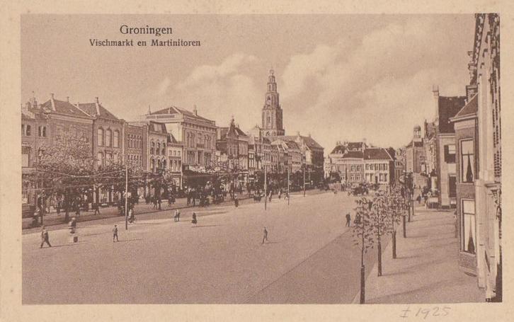 groningen vischmarkt martinitoren ca 1920, Verzamelen, Ansichtkaarten | Nederland, Groningen, Voor 1920, Ophalen of Verzenden