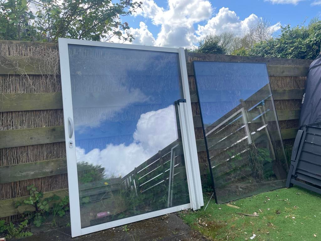 Grote glazen schuifpui, Ophalen, Gevelraam of Ruit, Gebruikt, 160 cm of meer