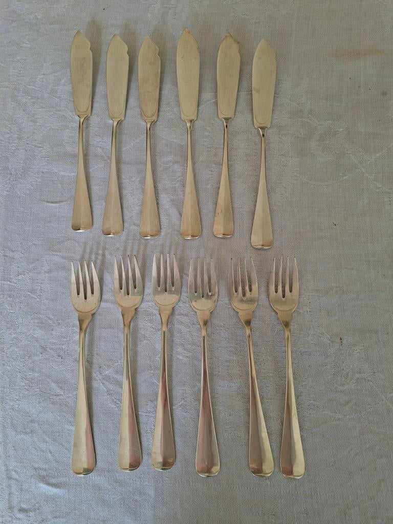 Antiek visbestek Wellner zilver, Antiek en Kunst, Ophalen of Verzenden