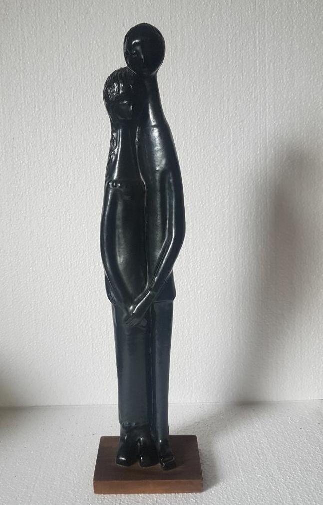 Perignem koppel groot beeld retro kunst vintage keramiek, Antiek en Kunst, Groep mensen, Ophalen of Verzenden, Steen of Keramiek