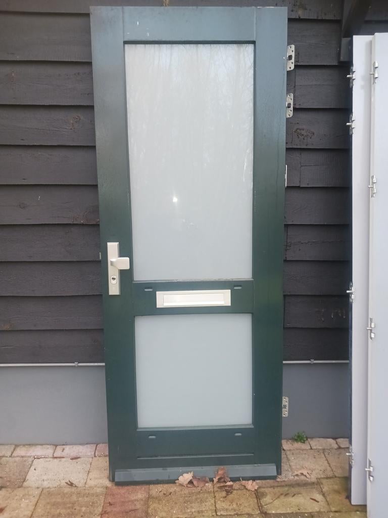 Hardhouten voordeur, Doe-het-zelf en Verbouw, Ophalen, Gebruikt, Buitendeur, 200 tot 215 cm