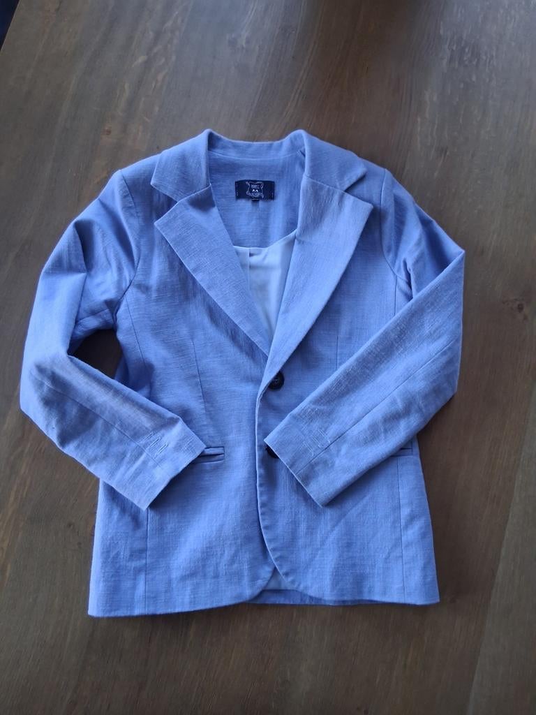 Port Lavande linnenlook jongensblazer lichtblauw maat 140, Port Lavande, Ophalen of Verzenden, Zo goed als nieuw, Jongen