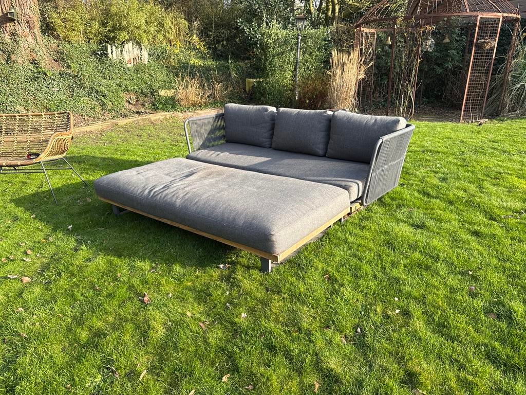 Luxe Intratuin loungeset met teakhouten onderstel, Tuin en Terras, Tuinsets en Loungesets, Ophalen, 3 zitplaatsen, Teakhout, Zo goed als nieuw