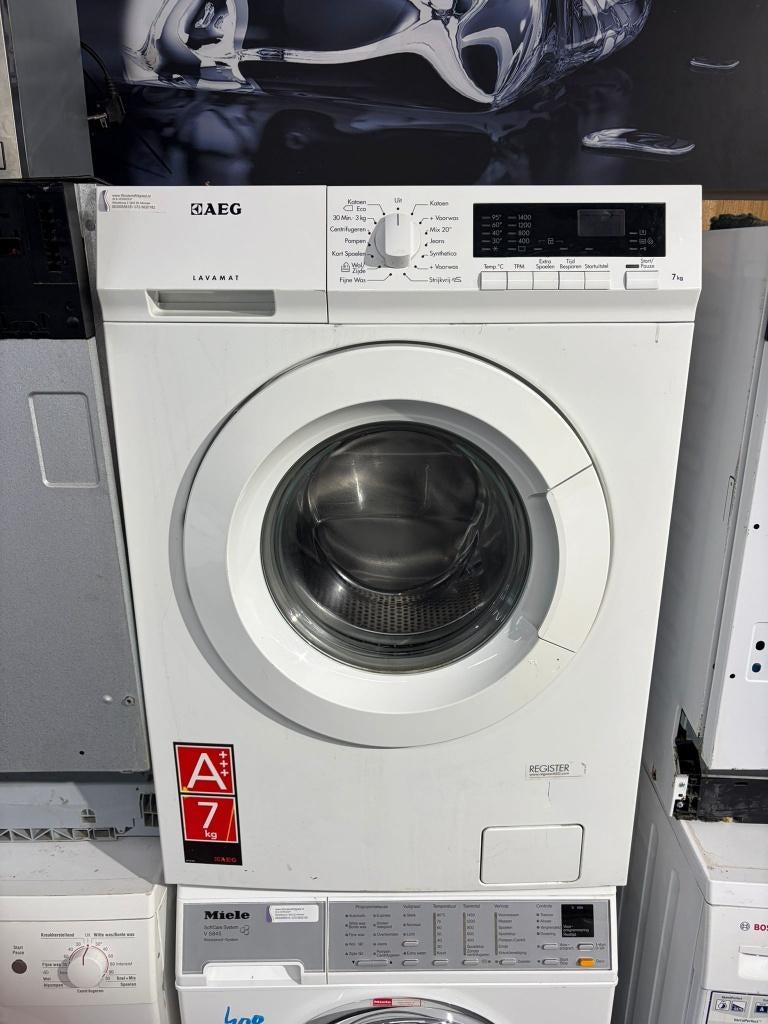 AEG wasmachine - schoon - garantie, Witgoed en Apparatuur, Wasmachines, Gebruikt, Voorlader, 6 tot 8 kg, 85 tot 90 cm, 1200 tot 1600 toeren