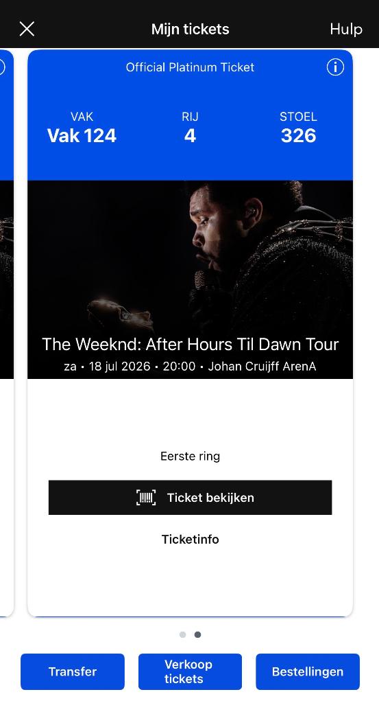 Kaartje The Weeknd, Eén persoon, Juli