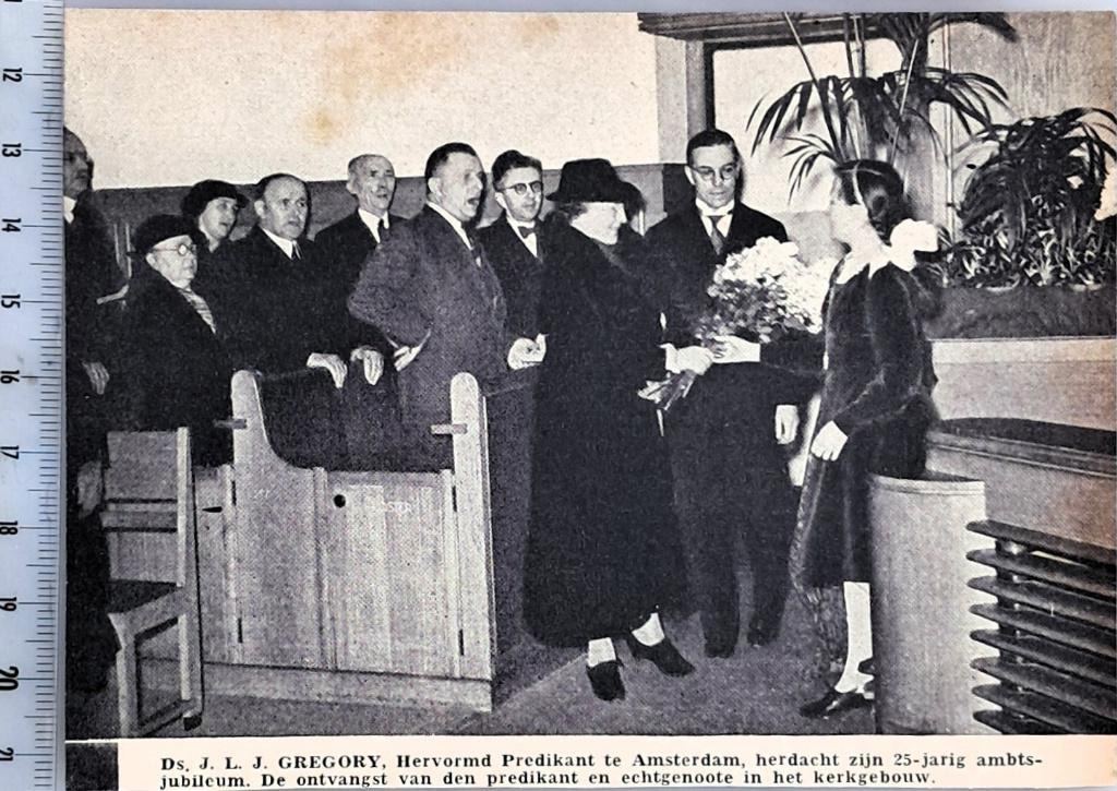 Amsterdam 1939; 25 jaar hervormd predikant Ds. Gregory, Verzenden, Voor 1940, Gebruikt, Overige onderwerpen