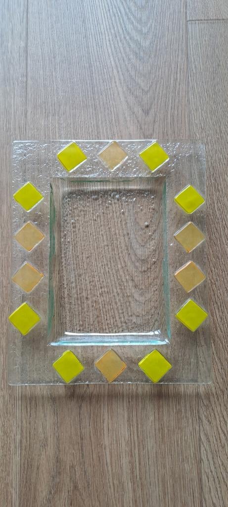 Murano schaal. Glazen schaal met gekleurde accenten, Schaal, Vierkant, Ophalen of Verzenden, Glas