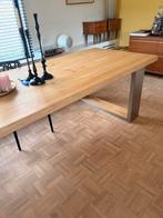 Moderne eiken eettafel 300x100 cm met RVS poten, 100 tot 150 cm, Eikenhout, 200 cm of meer, Ophalen of Verzenden