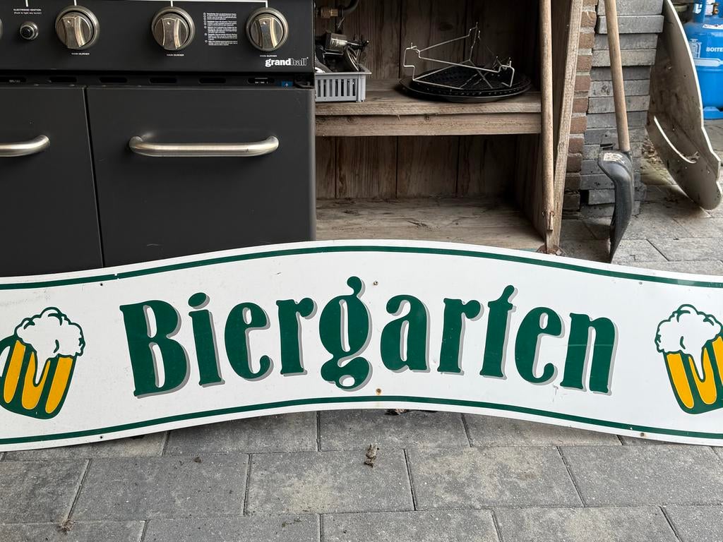 Biergarten reclamebord, Ophalen, Gebruikt, Reclamebord, Plaat of Schild, Overige merken