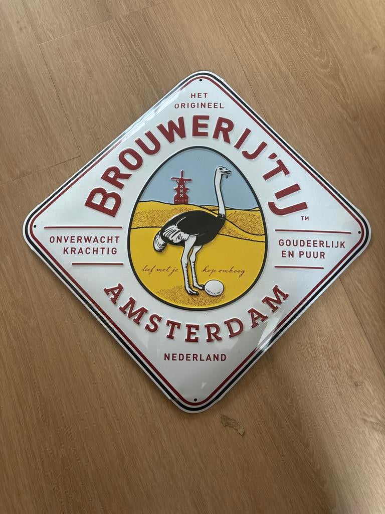 Metalen bord Brouwerij 't IJ, Ophalen, Gebruikt, Reclamebord