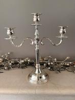 4 stuks Zilverkleurige kandelaar met drie armen, Ophalen of Verzenden, Overige materialen