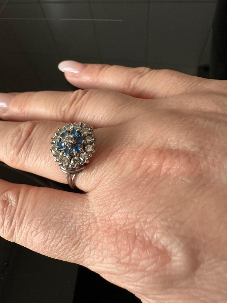 Antieke ring (1908-1920) in 18 karaat goud, Sieraden, Tassen en Uiterlijk, Ringen, Zo goed als nieuw, Dame, Goud, Ophalen of Verzenden