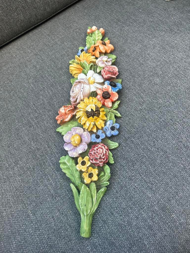 Handgemaakt Gipsen Bloemen Ornament - Muur & Tuin Decoratie, Gebruikt, Meerkleurig, Decoratieobject, Steen/keramiek