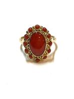 14k gouden ring met bloedkoraal, 18 tot 19, -, -, Ophalen of Verzenden