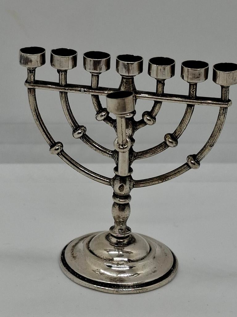 Antieke Zilveren menorah Kandelaar, Antiek en Kunst, Ophalen of Verzenden, Zilver