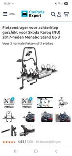 Fietsendrager Skoda Karoq (NU) 3 fietsen - Menabo Stand Up 3, Achterklepdrager, 3 fietsen of meer, Ophalen of Verzenden, Zo goed als nieuw
