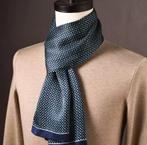 Blauwe geblokte zijde heren sjaal (kravat sjieke das), Verzenden, Nieuw, Overige maten, Sjaal