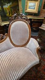 Antieke Willem III vlinderbank notenhout, Ophalen of Verzenden