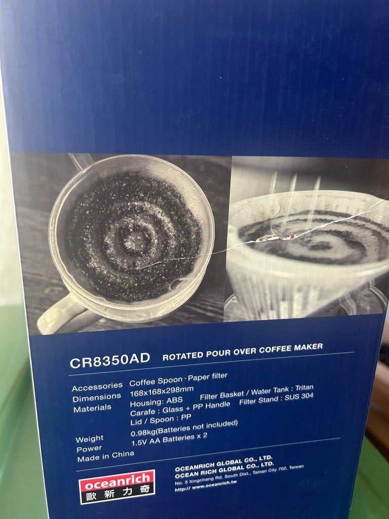 Nieuwe Oceanrich CR8350AD Rotated Pour Over Koffiemachine, Witgoed en Apparatuur, Koffiezetapparaten, Nieuw, Gemalen koffie, Koffiemachine