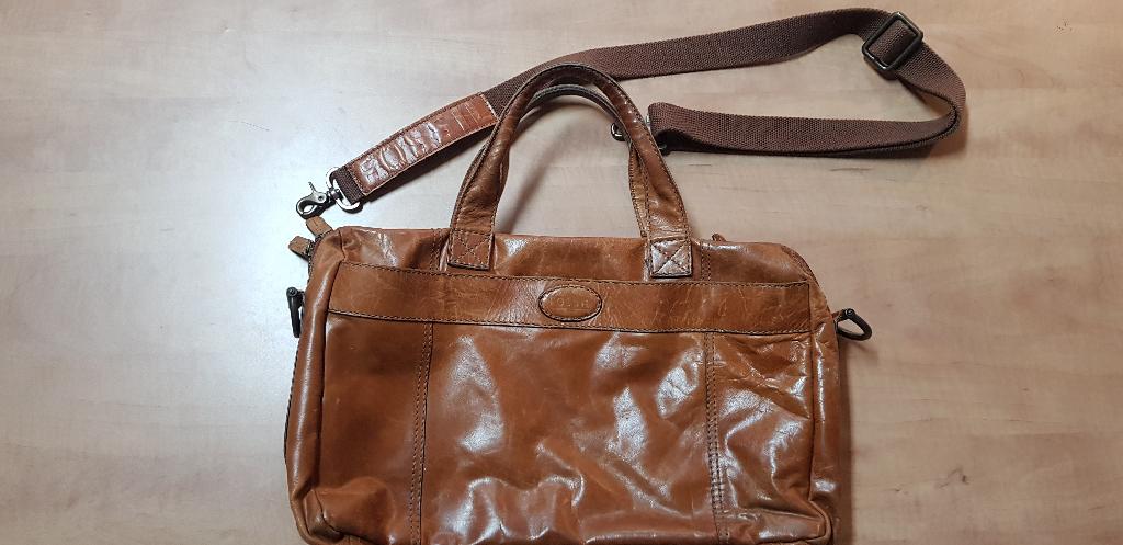 Fossil leren laptoptas/aktetas bruin – 15,6 inch, Overige merken, Bruin, Verzenden, Zo goed als nieuw