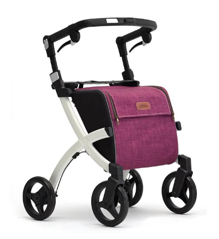 Rollz Flex Rollator met paarse boodschappentas en paraplu, Diversen, Rollators, Zo goed als nieuw, Lichtgewicht, Opvouwbaar, Ophalen of Verzenden