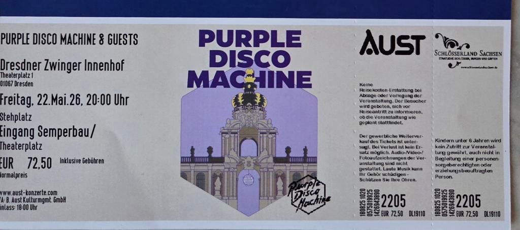 Kaartjes Purple Disco Machine, Twee personen, Mei