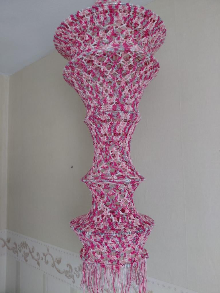 Gehaakte ibiza lamp. Breedte 35cm lengte met franje 102cm, Ophalen, Nieuw, Sjaal