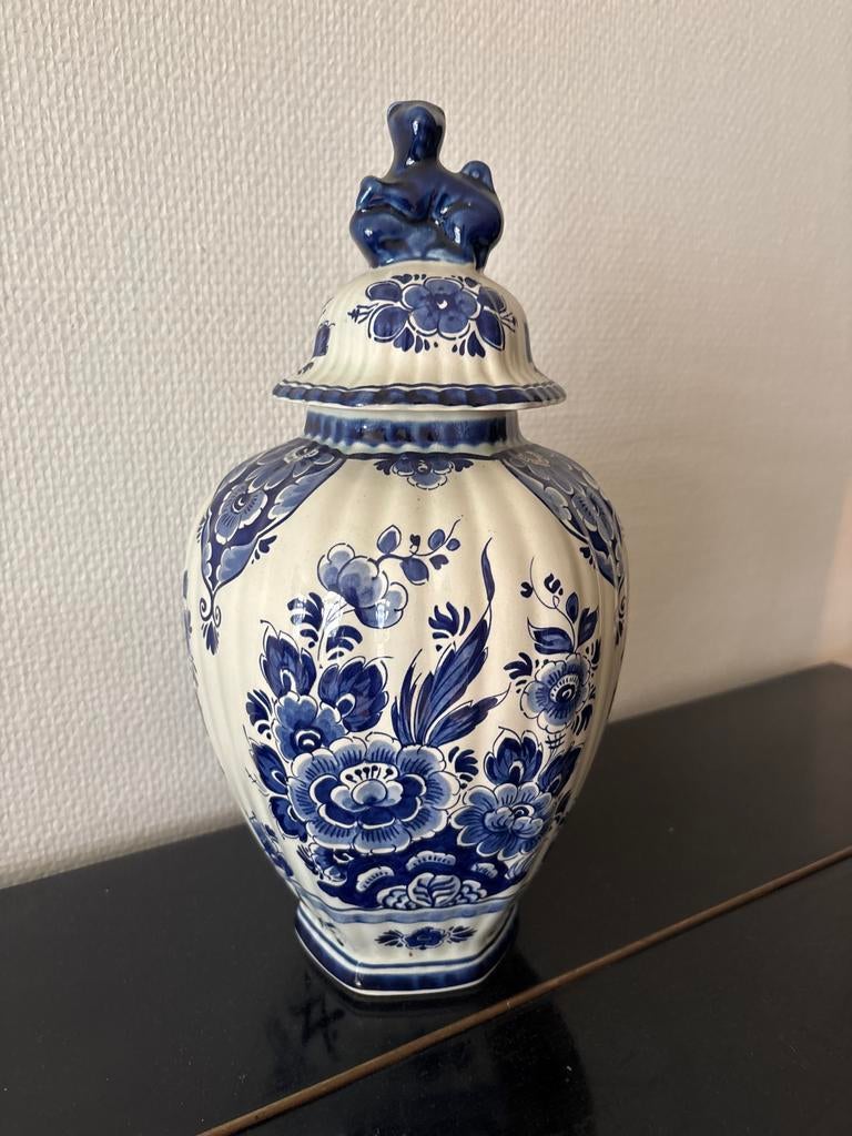 Delfts blauwe vaas met deksel, Antiek en Kunst, Ophalen of Verzenden