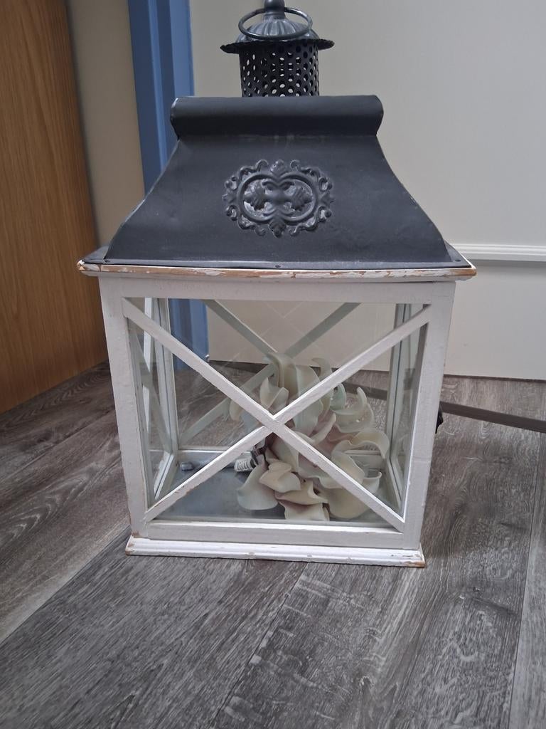 Lantaarn / windlicht  incl accessoires, Ophalen, Hout