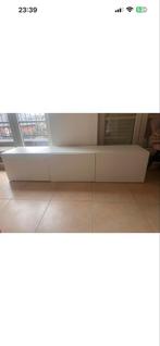 IKEA BESTÅ Zwevend TV-meubel met deuren, wit, 180x42x38 cm, Ophalen, Overige materialen, 150 tot 200 cm, Zo goed als nieuw