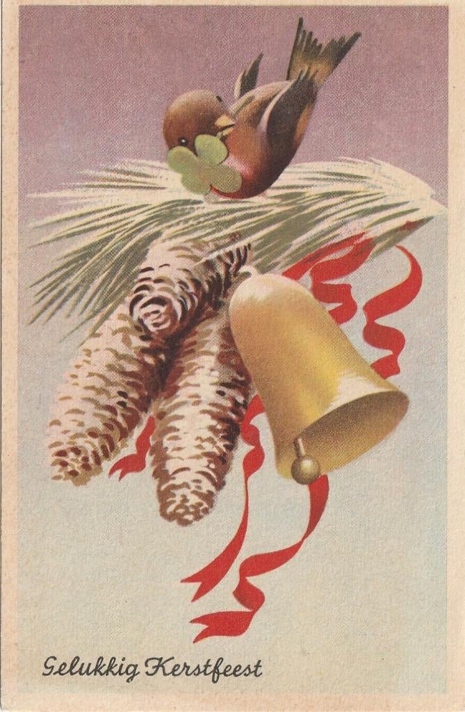 KERST KLAVERVIER UIT 1945 ZEER MOOIE OUDE KAART KL838, Verzamelen, Ansichtkaarten | Themakaarten, Ophalen of Verzenden, 1940 tot 1960