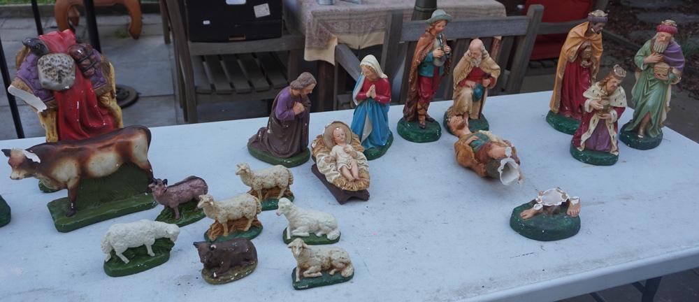 Antieke kerstgroep opknapper 30 cm beelden, Ophalen, Gebruikt