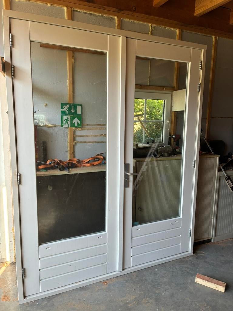 Dubbele deuren tuindeuren met kozijn nieuw, Doe-het-zelf en Verbouw, Kozijnen en Schuifpuien, 75 tot 150 cm, Deurkozijn, Ophalen of Verzenden